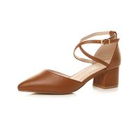 AJVANI Womens Ladies mid Block Heel Cross Strap Evening Mary Jane Court Shoes Size 7 40