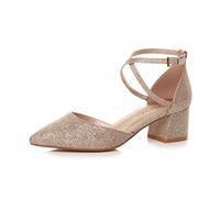 AJVANI Womens Ladies mid Block Heel Cross Strap Evening Mary Jane Court Shoes Size 8 41
