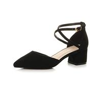 AJVANI Womens Ladies mid Block Heel Cross Strap Evening Mary Jane Court Shoes Size 8 41 Black Suede