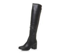 AJVANI Womens ladies mid block heel elastic stretchy riding knee high boots size