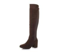 AJVANI Womens ladies mid block heel elastic stretchy riding knee high boots size