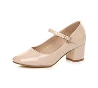 AJVANI Womens Ladies mid Block Heel Strap Work Evening Party Mary Jane Court Shoes Size