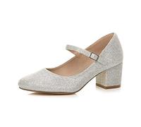 AJVANI Womens Ladies mid Block Heel Strap Work Evening Party Mary Jane Court Shoes Size