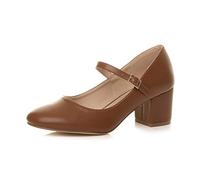 AJVANI Womens Ladies mid Block Heel Strap Work Evening Party Mary Jane Court Shoes Size