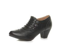 Ajvani Womens Ladies mid Heel Buttons Zip Brogue Ankle Shoe Boots Booties , Black Matte, 7 UK