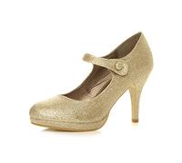 AJVANI Womens Ladies mid high Heel Mary Jane Evening Work Platform Bridal Party Prom Court Shoes Size.