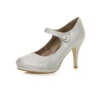 AJVANI Womens Ladies mid high Heel Mary Jane Evening Work Platform Bridal Party Prom Court Shoes Size.