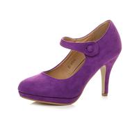 AJVANI Womens Ladies mid high Heel Mary Jane Evening Work Platform Bridal Party Prom Court Shoes Size.