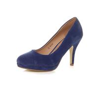Ajvani Womens Ladies mid high Heel Platform Work Evening Court Shoes Pumps , Cobalt Blue Suede, 4 UK