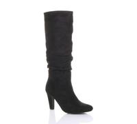 AJVANI Womens ladies mid high heel slouch ruched calf boots size
