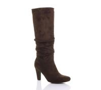 AJVANI Womens ladies mid high heel slouch ruched calf boots size