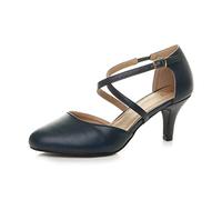 AJVANI Womens Ladies mid high Heel Strappy Crossover Wedding Evening Sandals Shoes Size