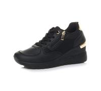 AJVANI Womens Ladies mid Wedge Heel Gold Trim lace up Trainers Sneakers Size 3 36