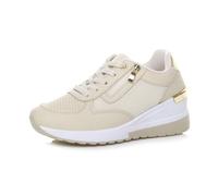 AJVANI Womens Ladies mid Wedge Heel Gold Trim lace up Trainers Sneakers Size 7 40