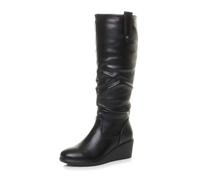 AJVANI Womens ladies mid wedge heel slouch ruched calf boots size 6