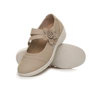 AJVANI Womens Ladies Wide fit Flat Grip Sole Padded Mary Jane Hook & Loop Comfort Shoes Size