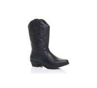AJVANI Women's Low Cuban Heel Embroidered Cowboy Western Boots in Black | Size: 4