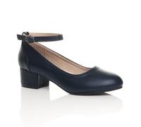 AJVANI Women's Low Heel Ankle Strap Court Shoes in Navy | Size: 4 AJVANI Navy 4