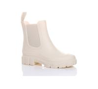 AJVANI Women's Low Heel Chelsea Ankle Boots Wellingtons Wellies in Beige | Size: 7
