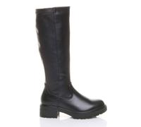 AJVANI Women's Low Heel Chunky Sole Zip Stretchy Elastic Riding Calf Boots in Black | Size: 3 AJVANI Black 3
