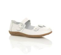 AJVANI Women's Low Heel Comfort Touch Close Leather Mary Janes in White | Size: 8
