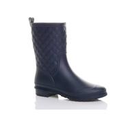 AJVANI Women's Low Heel Waterproof Wellingtons Quilted Ankle Boots Wellies in Navy | Size: 6