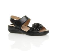 AJVANI Women's Low Wedge Heel Comfort Touch Close Faux Leather Sandals in Black | Size: 4 AJVANI Black 4