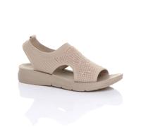AJVANI Women's Low Wedge Heel Slingback Diamante Summer Holiday Comfort Sandals in Rose Gold | Size: 7