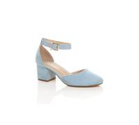 AJVANI Women's Mid Block Heel Ankle Strap 2 Part Heels in Baby Blue | Size: 3