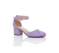 AJVANI Women's Mid Block Heel Ankle Strap Faux Suede 2 Part Heels in Lilac | Size: 7 AJVANI Lilac 7
