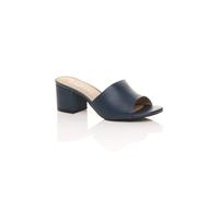 AJVANI Women's Mid Block Heel Peep Toe Mules Sandals in Navy | Size: 4