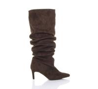AJVANI Women's Mid Stiletto Heel Pull On Slouchy Pointed Ruched Boots in Brown | Size: 5