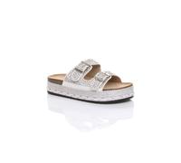 AJVANI Women's Platform Chunky Sole Diamante Buckle Footbed Sandals in White | Size: 8 AJVANI White 8