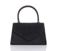 AJVANI Women's Ruched Glitter Mesh Evening Mini Tote Clutch Bag in Black