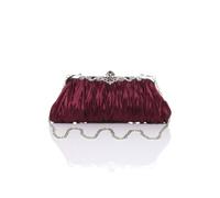 AJVANI Women's Ruched Satin Evening Clutch Bag in Burgundy