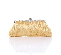 AJVANI Women's Ruched Satin Evening Clutch Bag in Gold