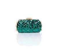 AJVANI Women's Sequin Hard Shell Pearl Evening Party Wedding Clutch Bag in Green