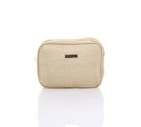 AJVANI Women's Stripy Woven Beach Crossbody Bag in Medium Beige