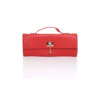 AJVANI Women's Top Handle Party Woven Weave Clutch Bag in Red