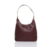 AJVANI Women's Weave Woven Pattern Tote Shoulder Bag in Burgundy