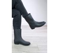 AJVANI Women's Wellies Quilted Wellingtons Calf Boots in Black | Size: 8
