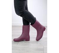 AJVANI Women's Wellies Quilted Wellingtons Calf Boots in Burgundy | Size: 5