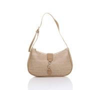 AJVANI Women's Zip Half Moon Scoop Shoulder Bag in Beige