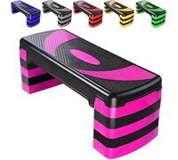 Ajx Gym Exercise Aerobic Stepper Height Adjustable Non Slip Rubber Step Platform Exercise Workout Step Equipment Home Gym Accessories For Women And Men (Pink/Black)