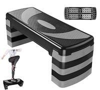 Ajx Gym Exercise Aerobic Stepper Height Adjustable Non Slip Rubber Step Platform Exercise Workout Step Equipment Home Gym Accessories For Women And Men (Grey/Black)