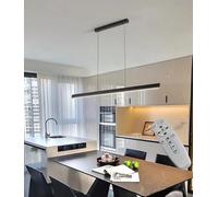 AJYBYUKJ LED Linear Pendant Light for Restaurant & Office Dimmable with Remote Control Modern Chandelier for Kitchen Island Reading Room Bar Black Finish Beauty Comes