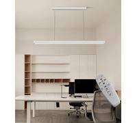 AJYBYUKJ LED Pendant Light for Restaurant Modern Linear Chandelier Dimmable with Remote Control Ideal for Office Kitchen Island Reading Room Bar White Finish Beauty Comes