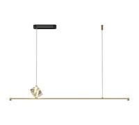 AJYBYUKJ Linear Long Strip Pendant Light, Ultra-Thin Brass Hanging Lamp with Crystal Decoration Kit, Copper Dining Room Suspension Lamps, Modern LED, Simple One-line Island Lights Beauty Comes