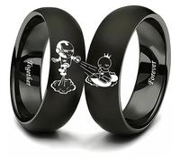 AJZYX Love You 3000 Couples Ring for Him and Her Captured by Your Love Forever Together Lovers Ring Anniversary Promise Wedding Band Black Stainless Steel Size 5-13, Metal, No Gemstone