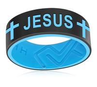 AJZYX Silicone Cross Jesus Christian Religious Couple Ring,Men Women Breathable Rubber Anniversary Promise Engagement Wedding Band,8mm Wide 2mm Thick Size 6-13, 6 UK, Silicone, No Gemstone